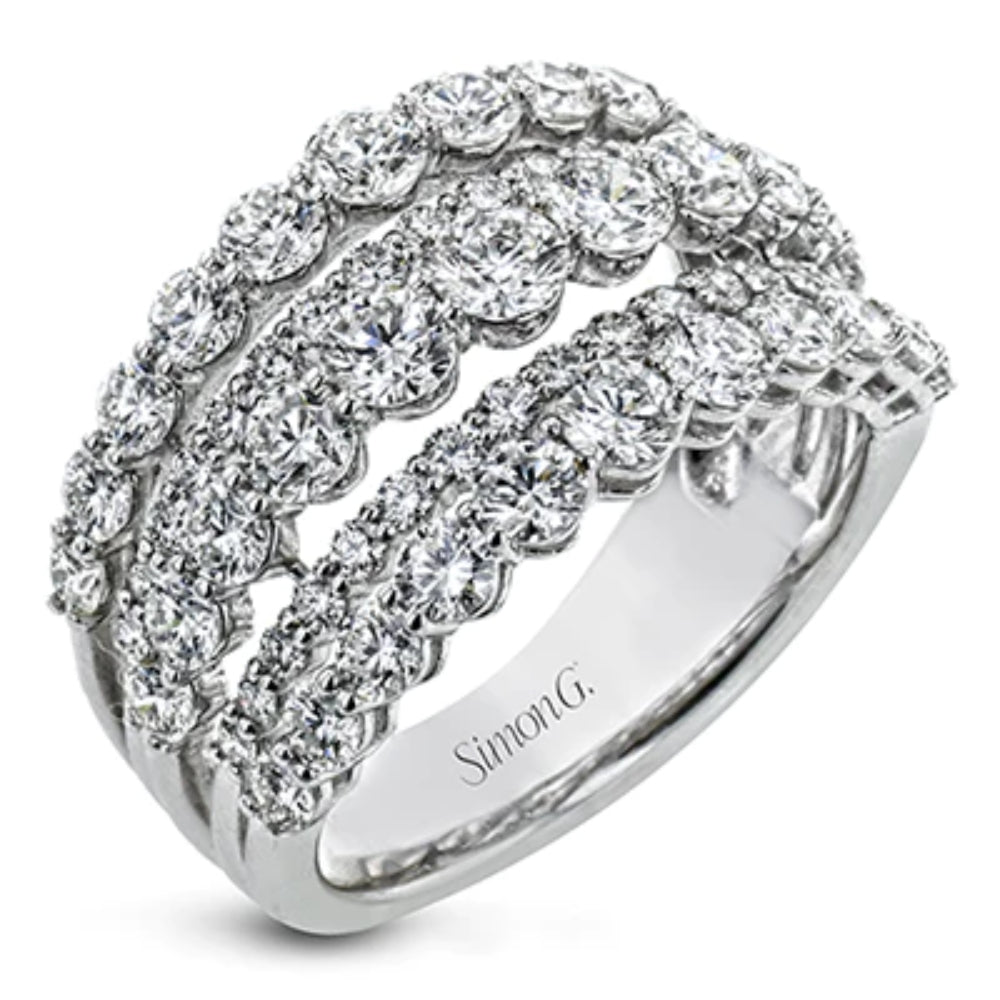Simon G.'s Stunning 18k Gold 3 - Row Sparkling Diamond Band