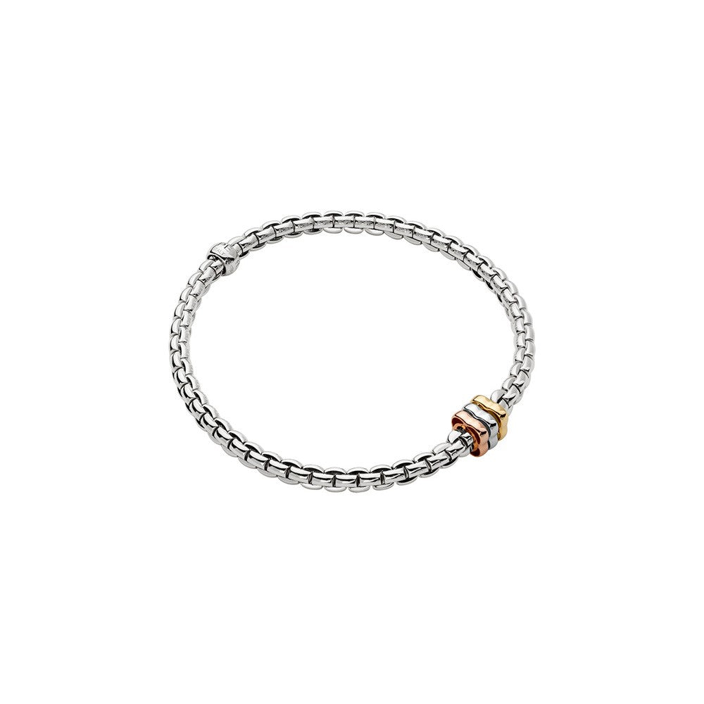 Fope 18k Gold Eka Collection Flex'it Luxury Bracelet Featuring Tri - Tone Rondel Beads