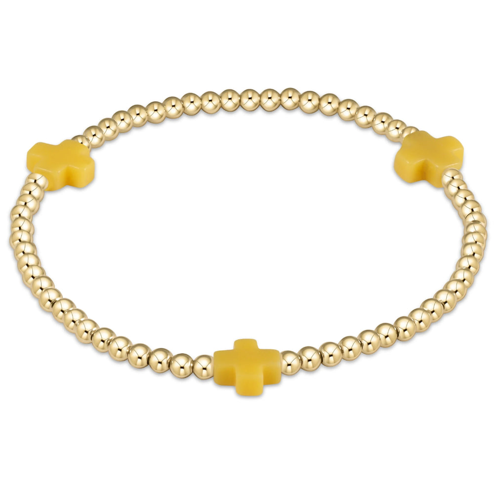 enewton Signature 6.25-Inch 3mm Cross Gold Pattern Bead Bracelet in Canary Color
