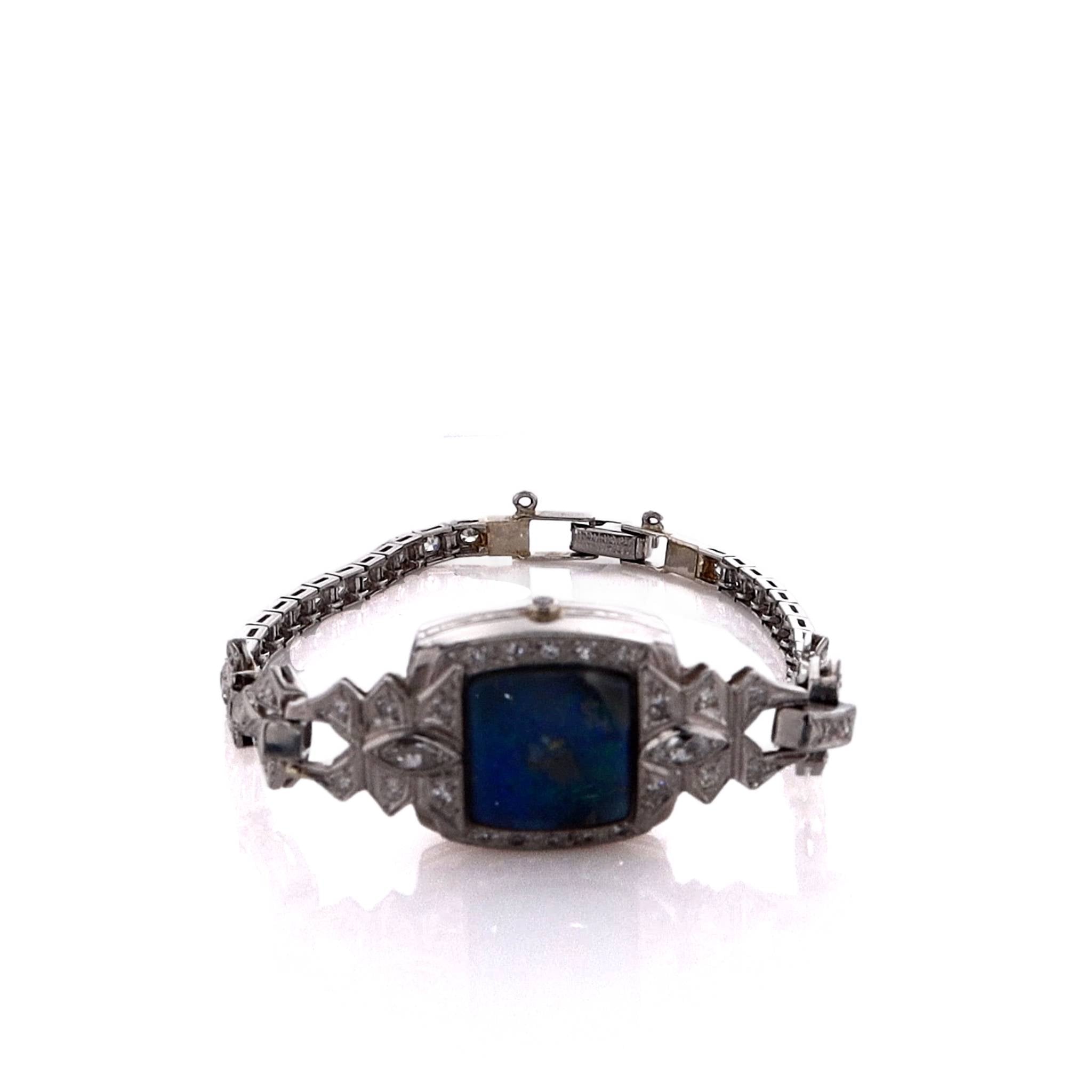 Just Jules Platinum Vintage Bracelet with Opal and Diamond Watch Face