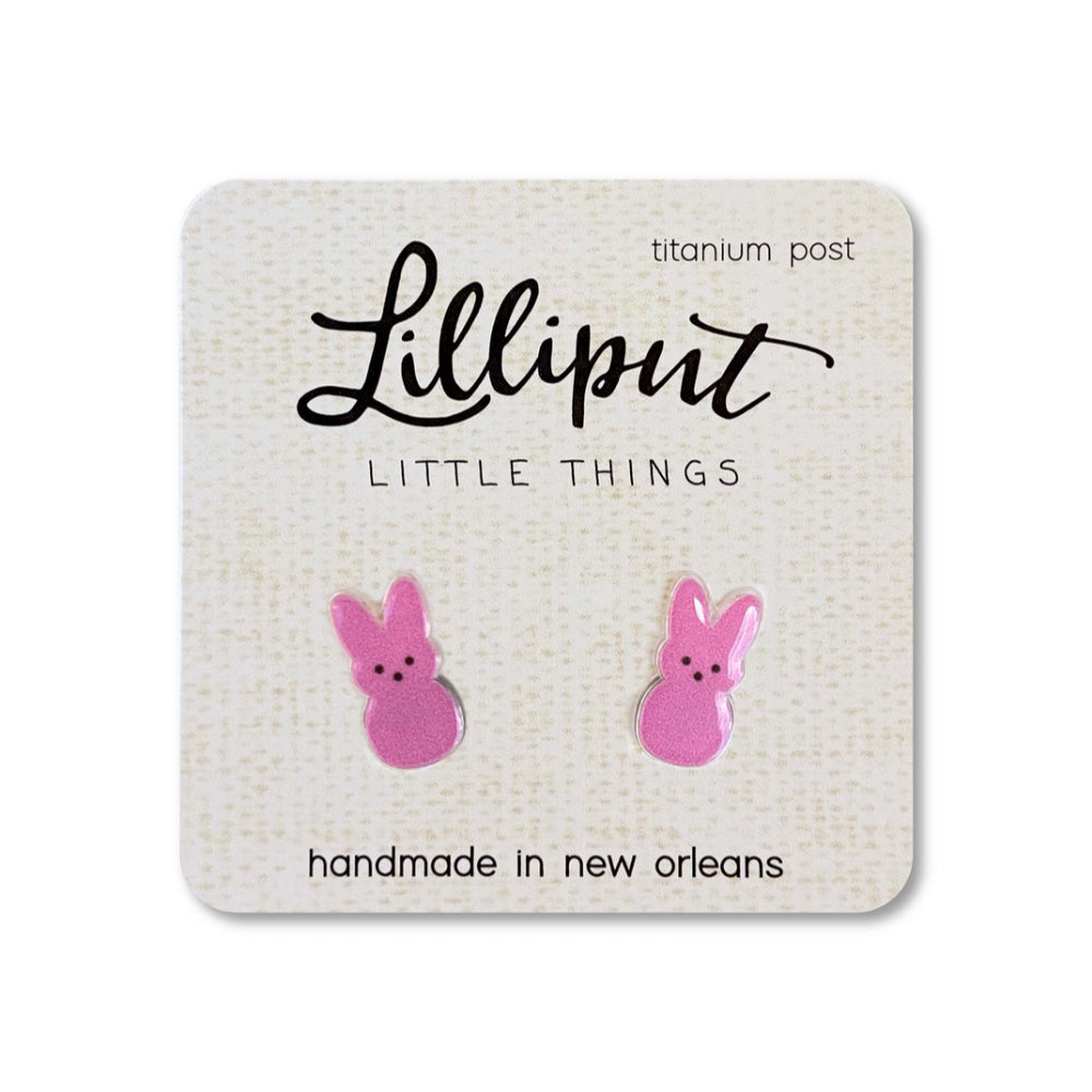 Adorable Lilliput Little Things Waterproof Easter Bunny Marshmallow Earrings