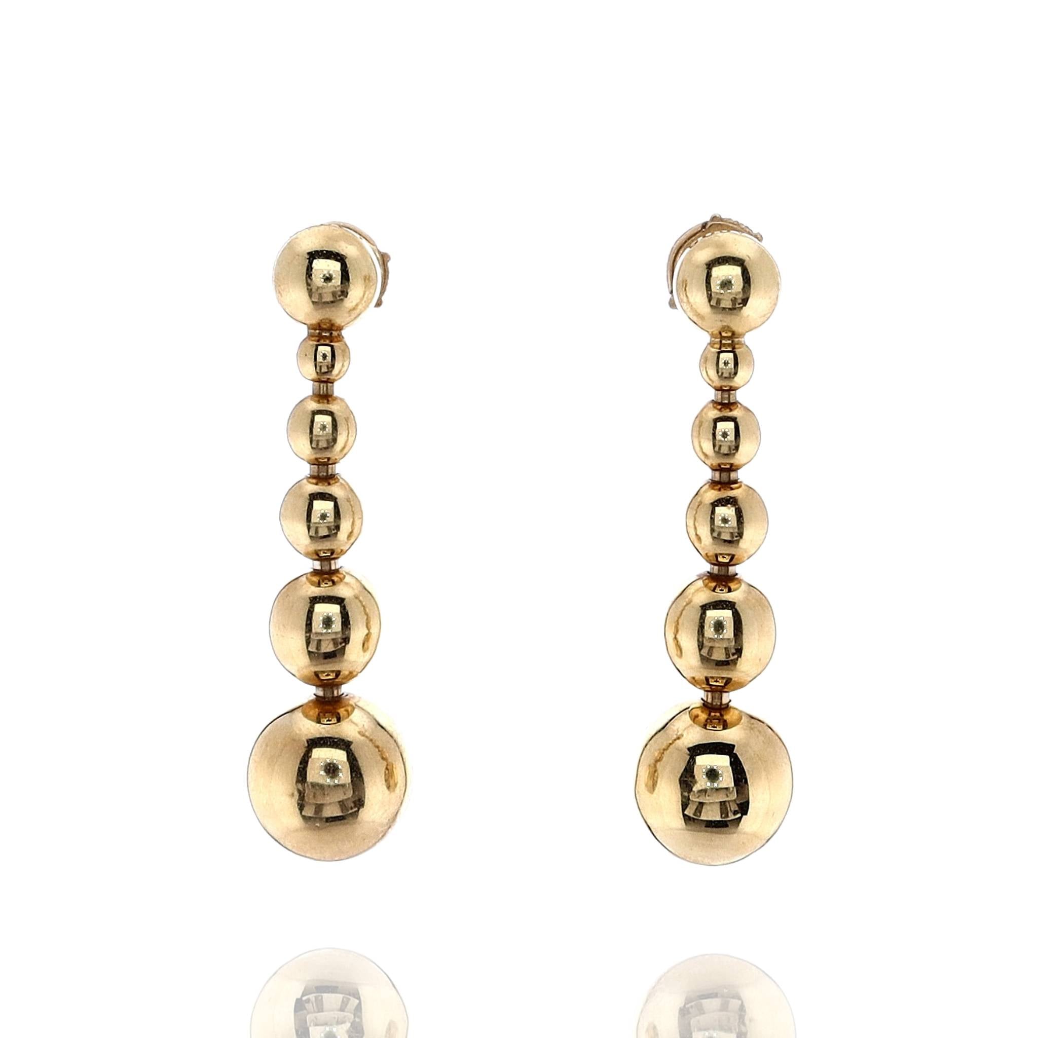 Lagos 18k Yellow Gold Graduated Caviar Polished Ball Drop Dangle Earrings