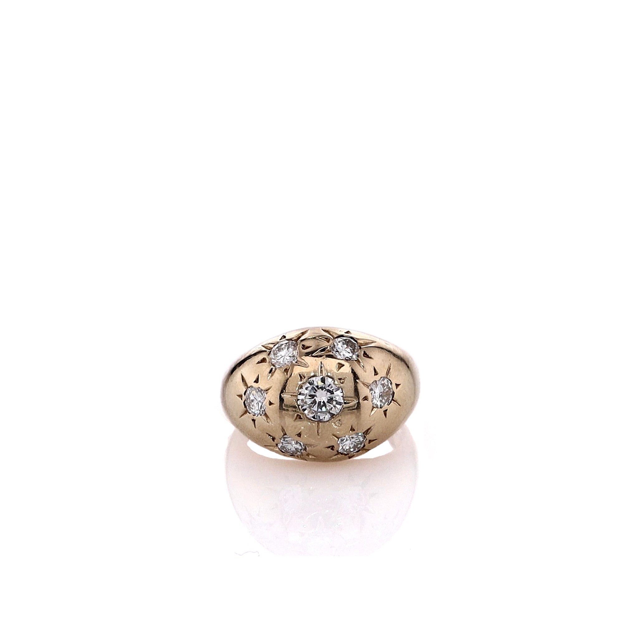 14k Yellow Gold Polished Estate Ring with 0.89ct Diamonds