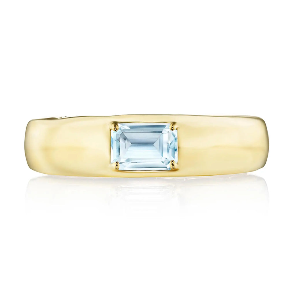 Exquisite Tacori Allure 18k Gold Domed Ring Featuring Sky Blue Topaz Gemstone