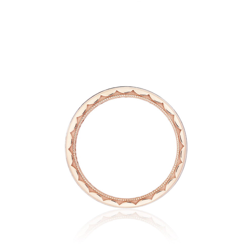 Tacori Classic 18k Gold Wedding Band with Brushed Center and Polished Rose Gold Edges, 6mm Width