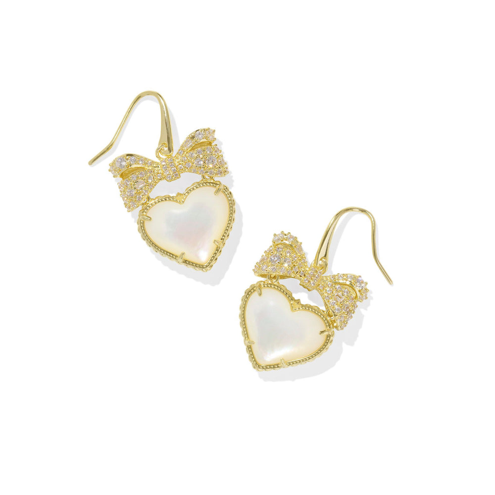 Kendra Scott's Elegant 14k Gold or Rhodium Plated Haisley Heart Drop Earrings