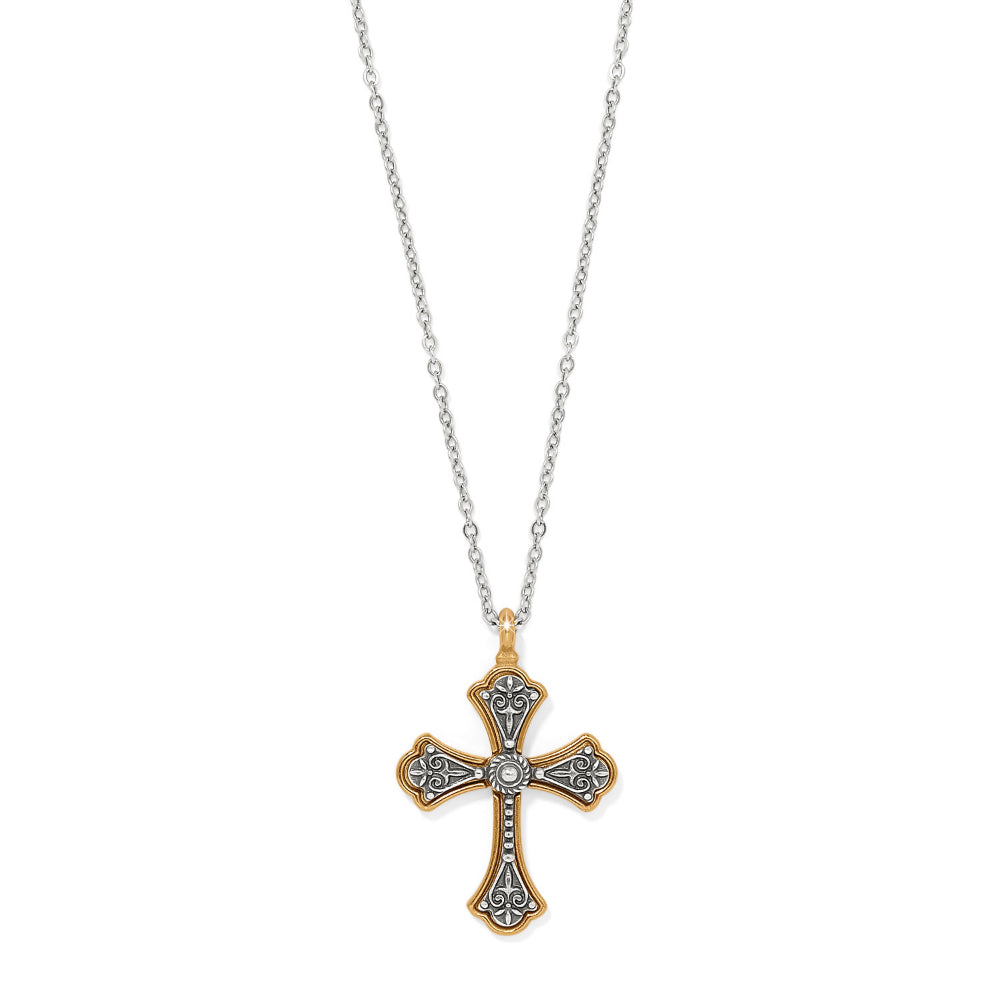 Adjustable Two - tone Brighton Good Shepard Cross Necklace with Fine Crystals