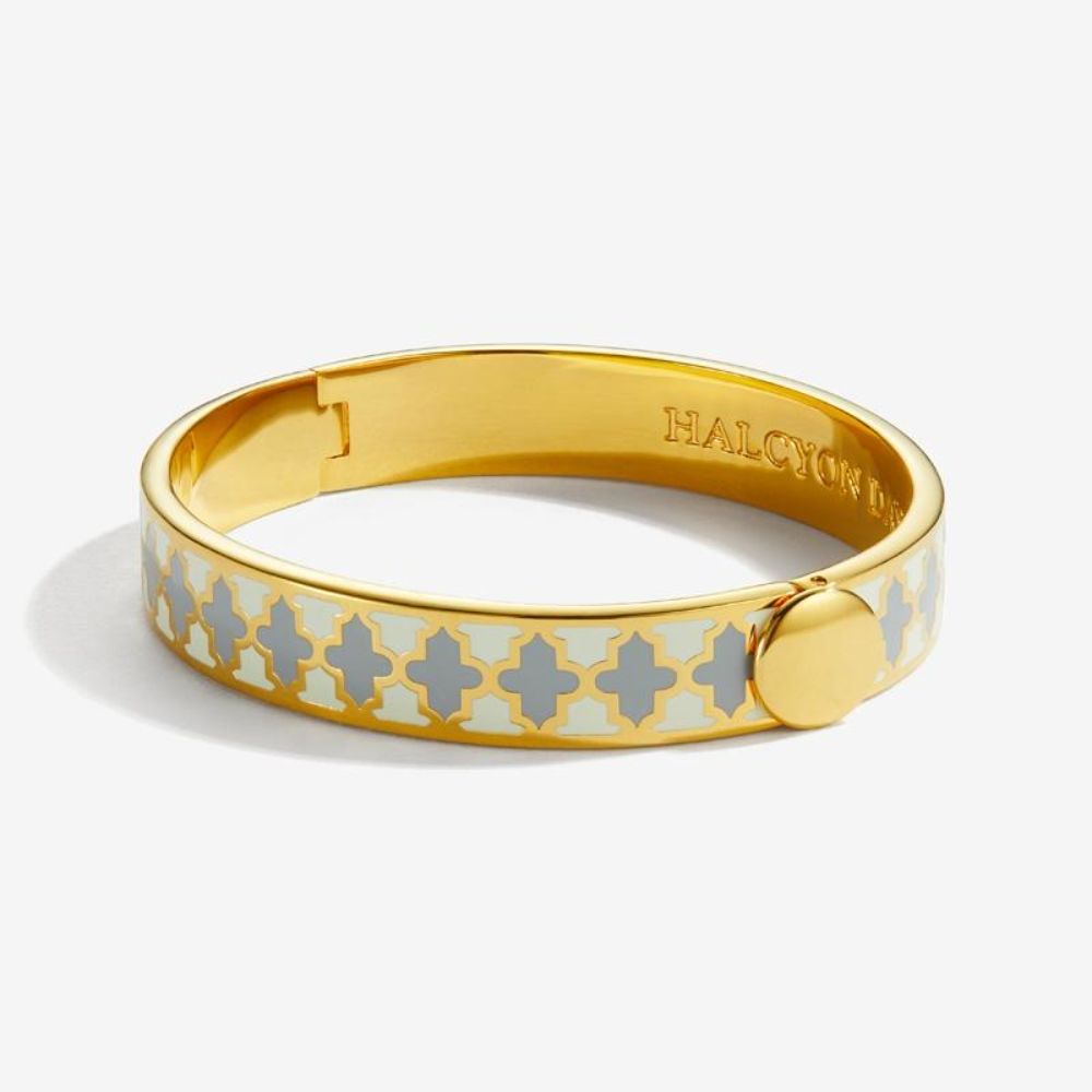 Halcyon Days Elegant 1cm Agama Gold Hinged Enamel Bangle for Women - A Timeless Jewelry Piece