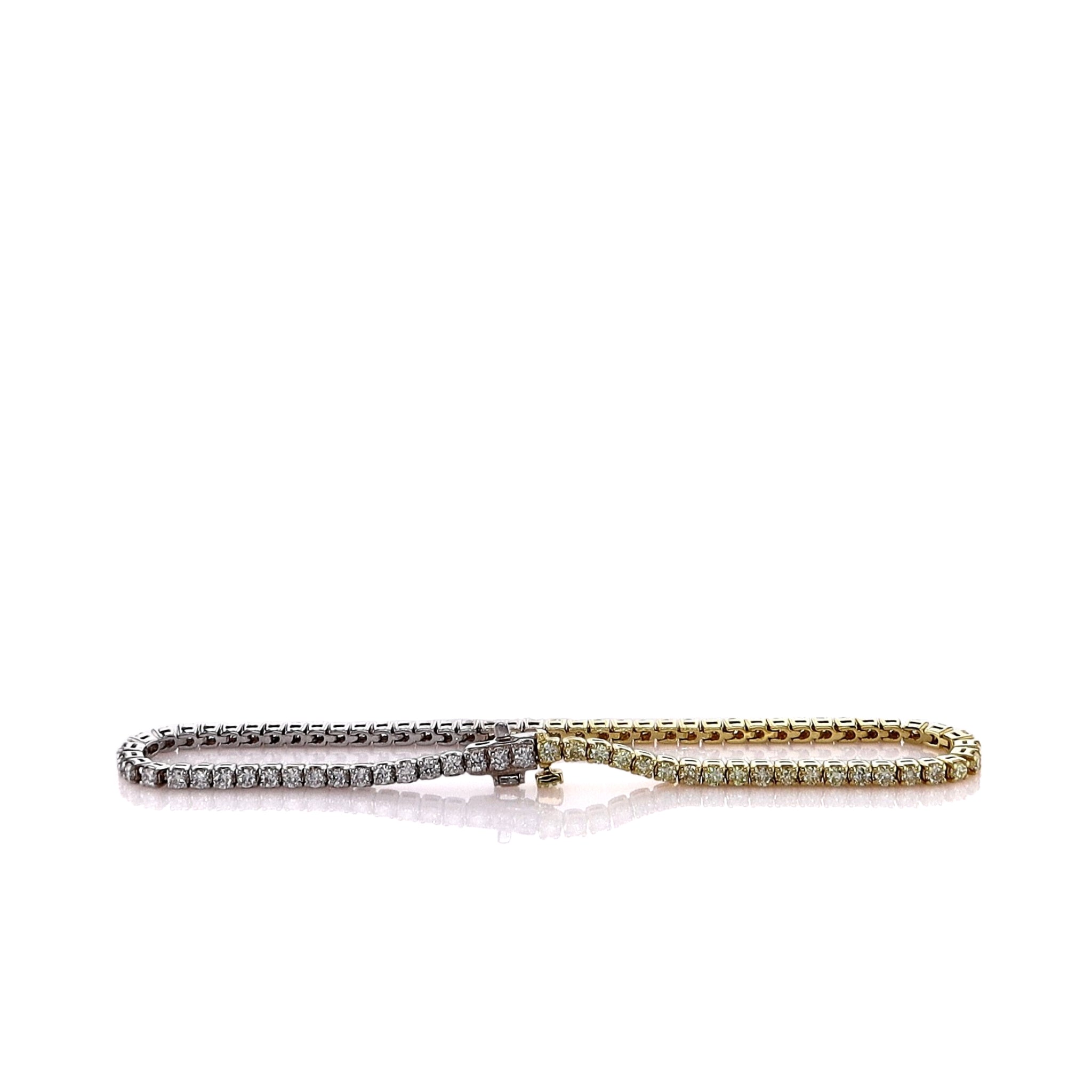 18k Gold Two-Tone 7.5-Inch Yellow and White Diamond Tennis Bracelet for Women