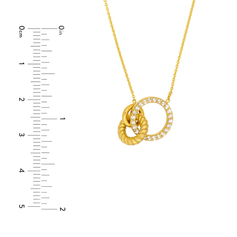 14k Gold Linked Circle Diamond Ring Style Necklace for Special Occasions
