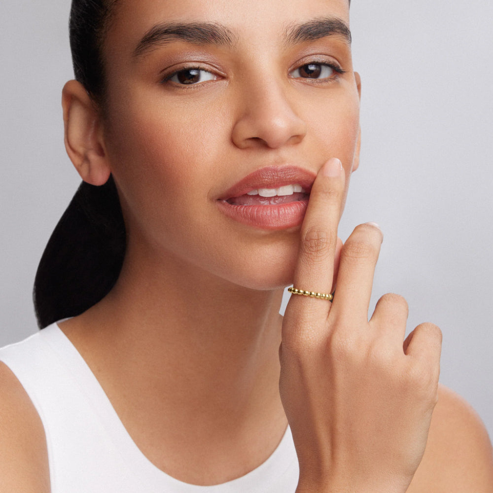 18k Gold Caviar Beaded Stackable Ring from Lagos