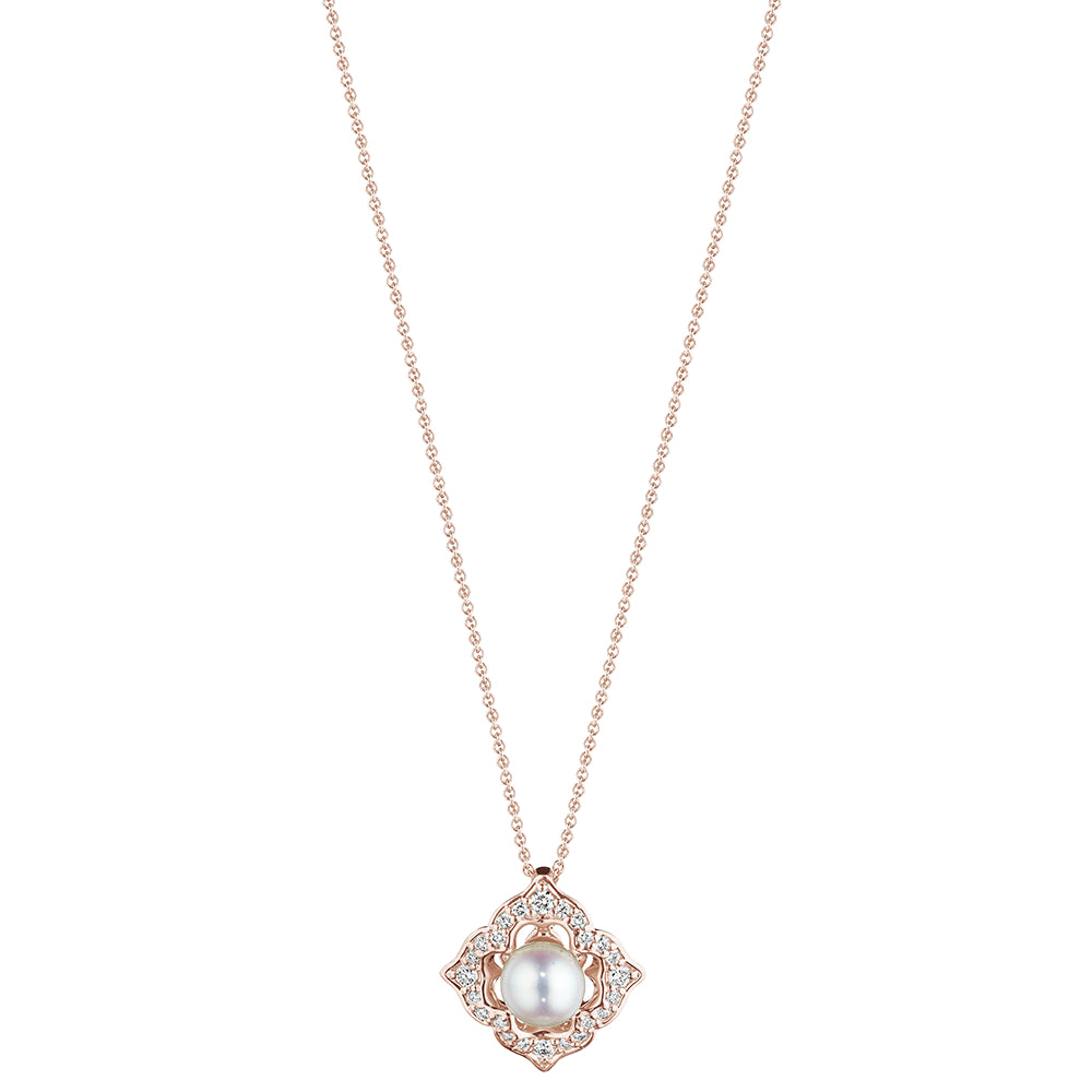 Verragio 18k Gold Victorian Pearl and Diamond Pendant Necklace