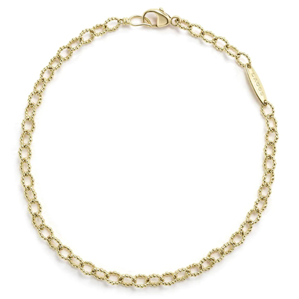 Lagos 18k Gold Petite Fluted Link Signature Caviar Bracelet