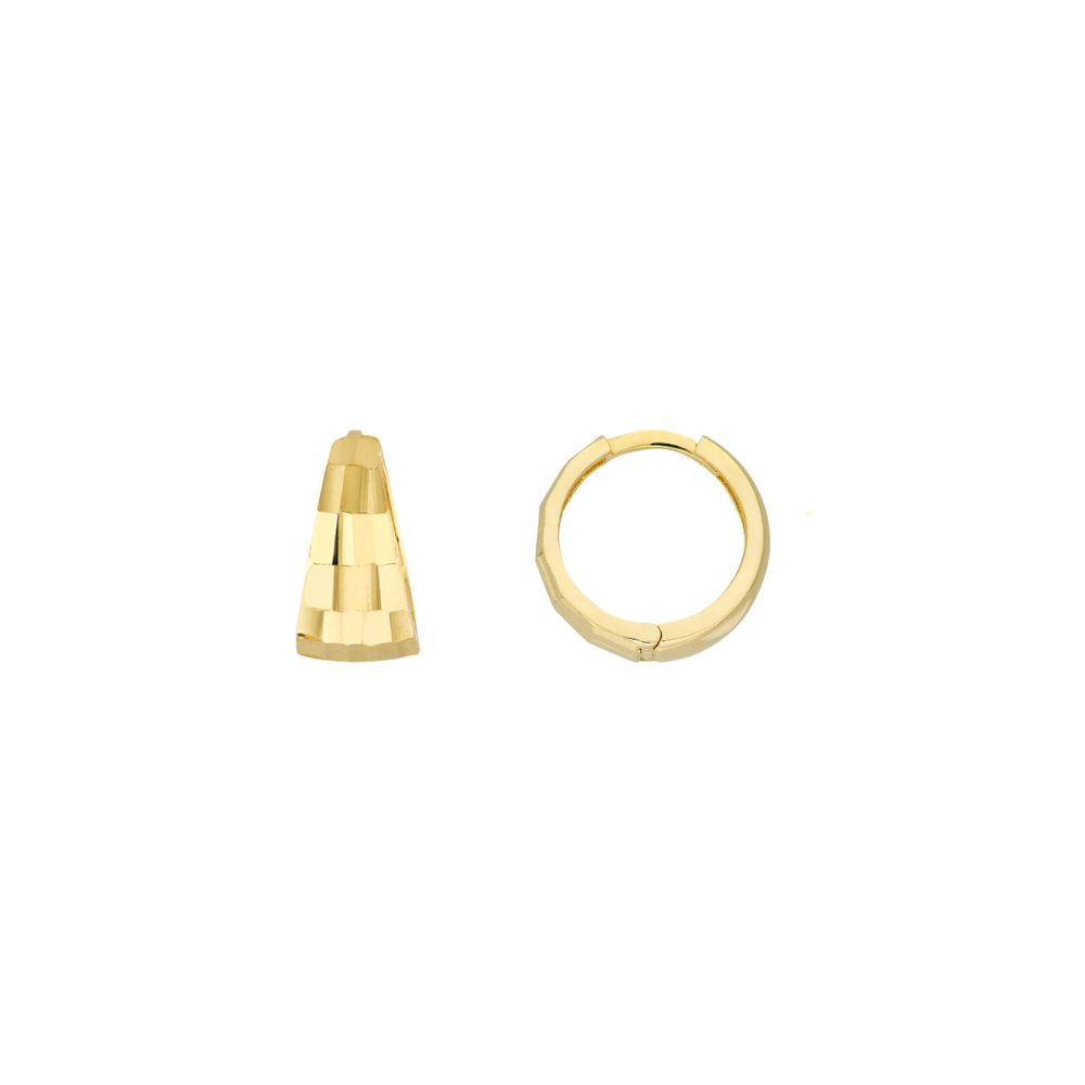 Exquisite 14k Gold Reversible Diamond-Cut Hoop Earrings for Women
