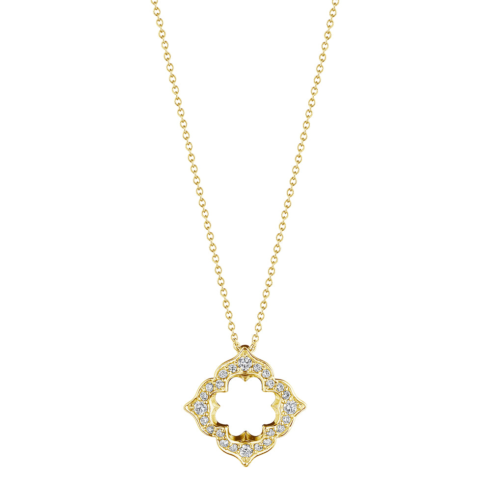 Verragio Exquisite 18k Gold Victorian Open Diamond Pendant Necklace