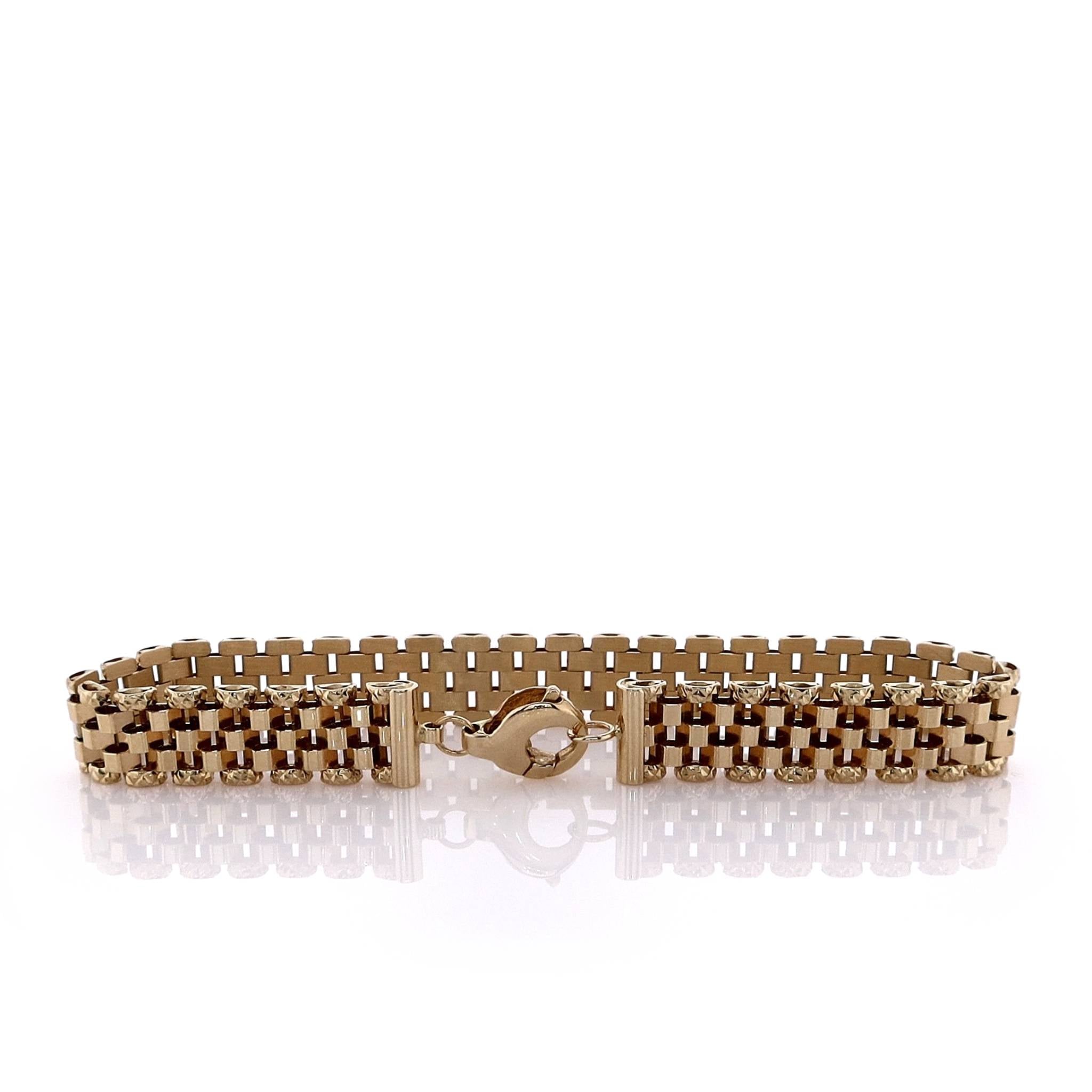 14k Yellow Gold Luxury Faceted Panther Link Chain Bracelet for Stylish Accessories