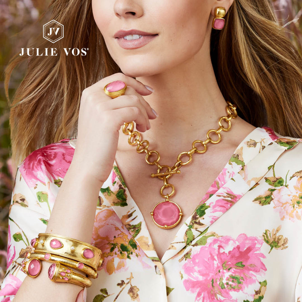 Julie Vos Gorgeous Rose - Cut Endcap 24K Gold - Plated Cannes Cuff