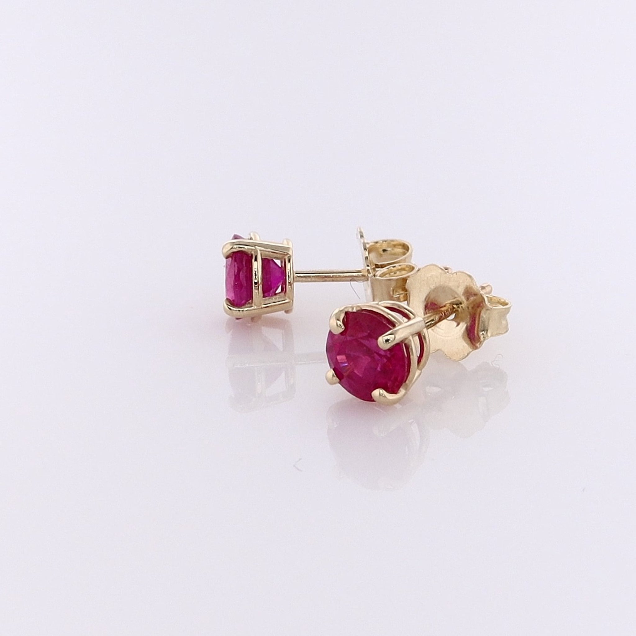 Gorgeous Estate 14 Karat Yellow Gold Ruby Stud Earrings for Women's Elegant Jewelry Collection