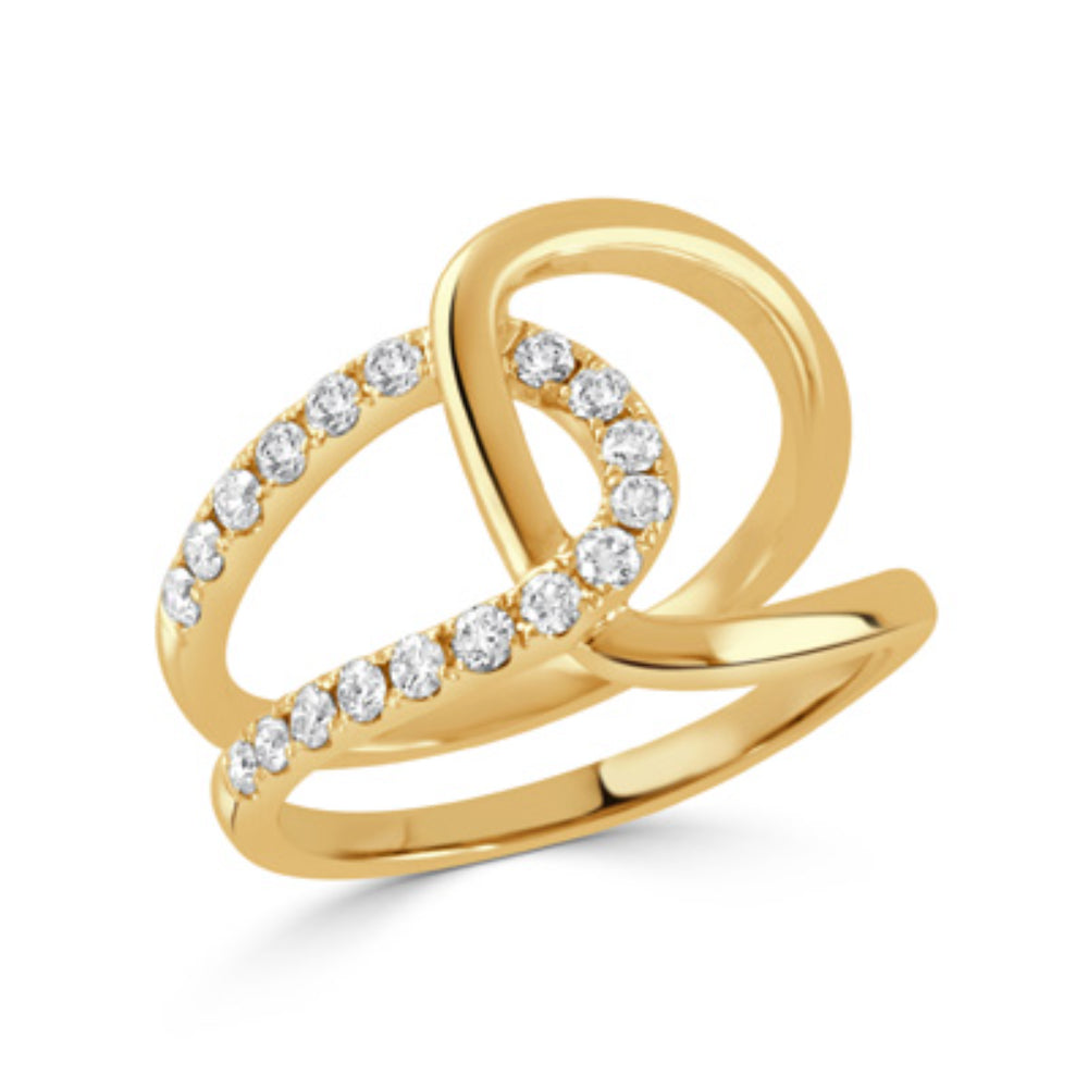 Exquisite 18k Gold Double Loop Diamond Ring for Women