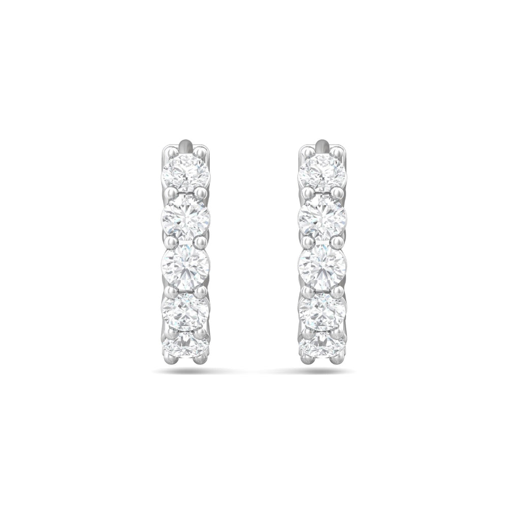 14k Gold Martin Flyer Diamond Hoop Earrings with 10 Round Diamonds