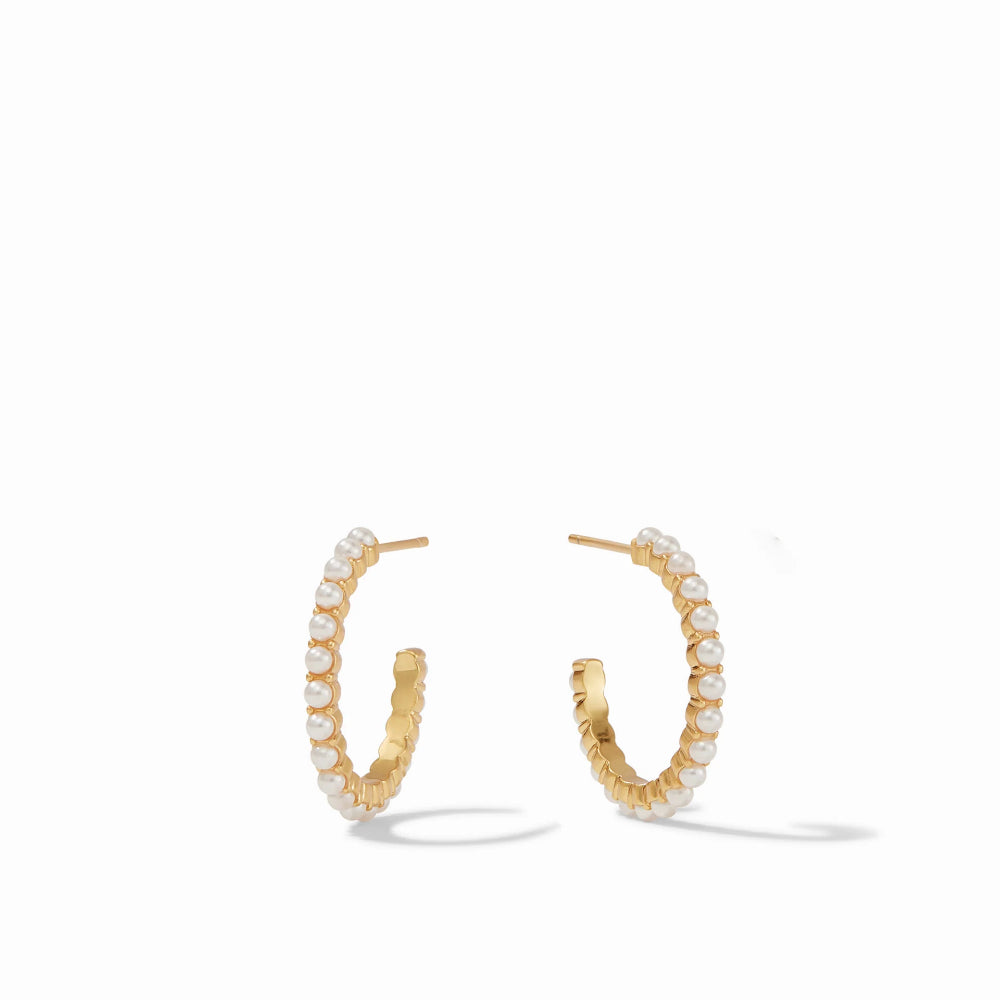 Julie Vos Juliet Pearl - Embellished Gold - Plated Hoop Earrings