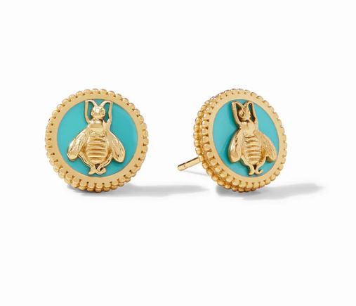 Julie Vos Gold-Plated Bee Cameo Stud Earrings, a Fine Piece of Jewelry