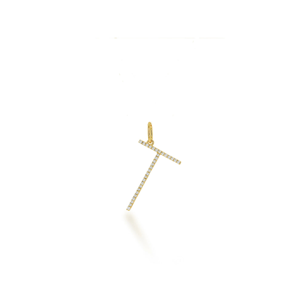 14k Gold Oversized Personalized Diamond Initial Letter Charm