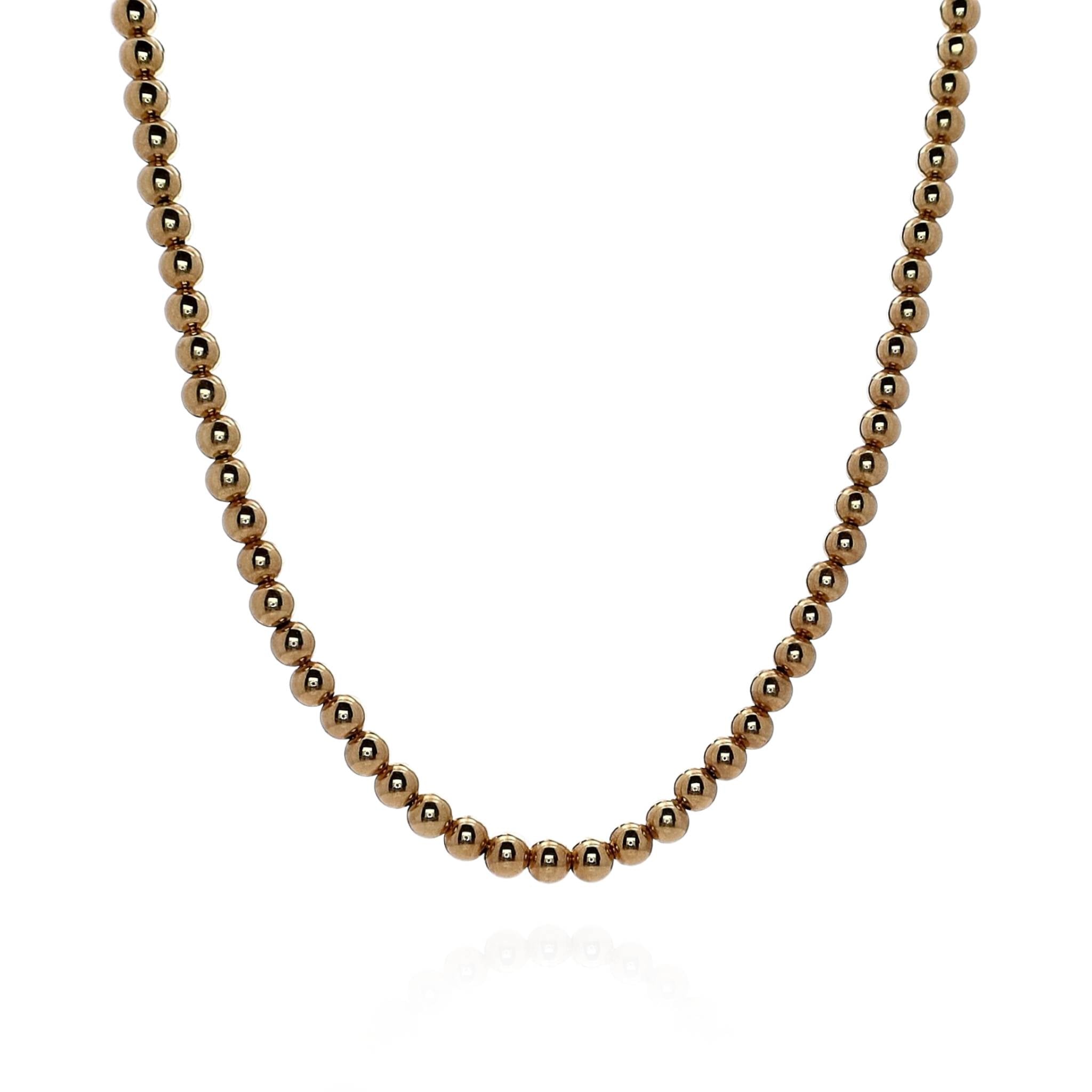 14k Yellow Gold Adjustable 16 - 18 Inch Polished Bead Necklace