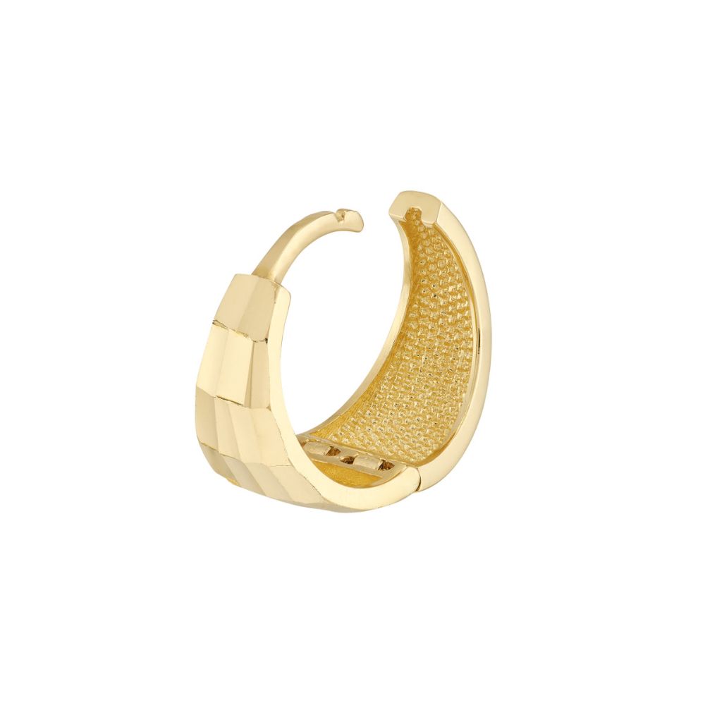 Exquisite 14k Gold Reversible Diamond-Cut Hoop Earrings for Women
