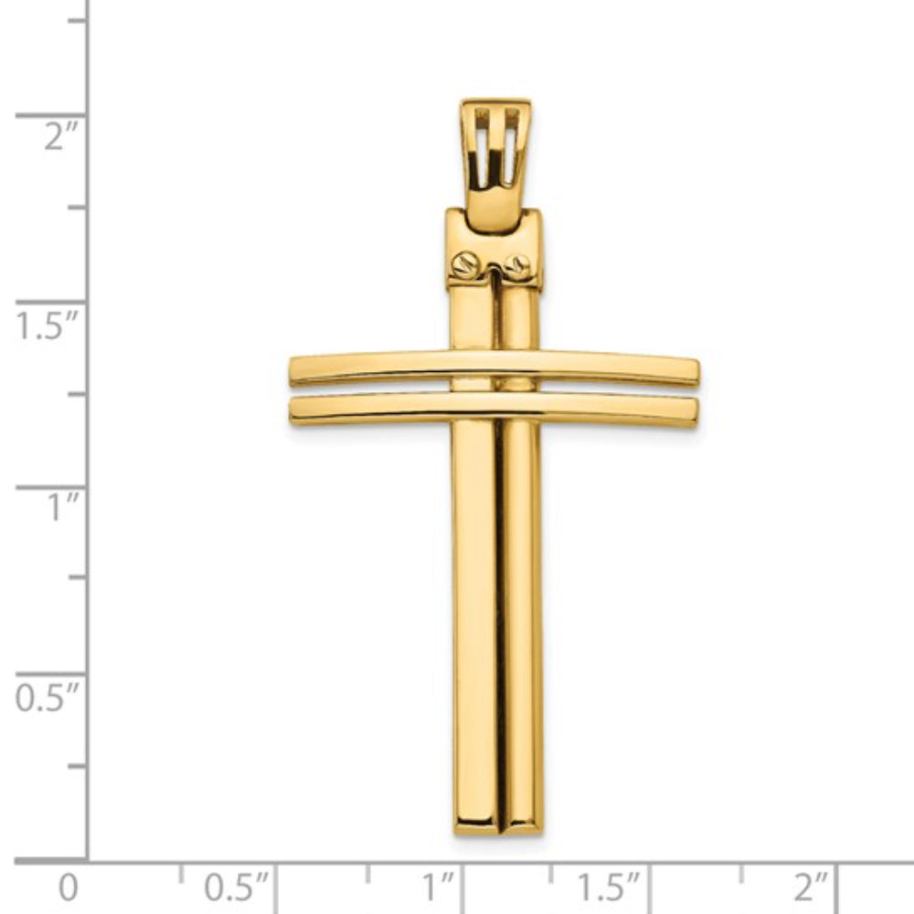 Exquisite 14k Yellow Gold Polished Christian Cross Pendant for Fashionable Faith Expression