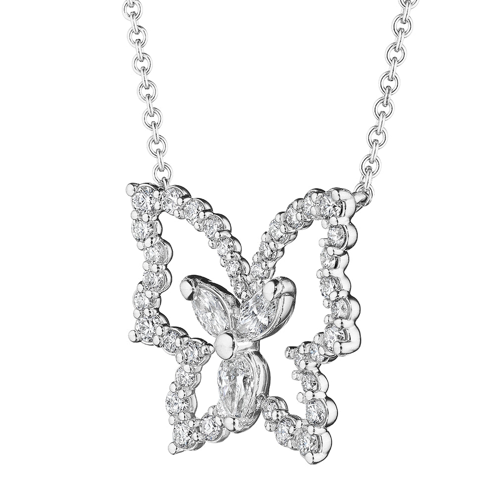 18k White Gold Diamond Butterfly Pendant by Verragio for Discerning Jewelry Lovers