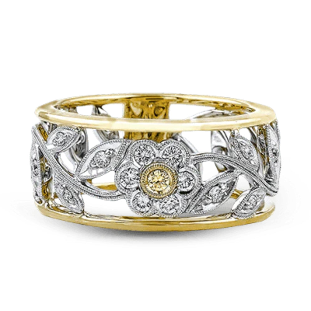 Simon G.'s 18k Two - Tone Trellis Diamond Ring with Vintage Flair