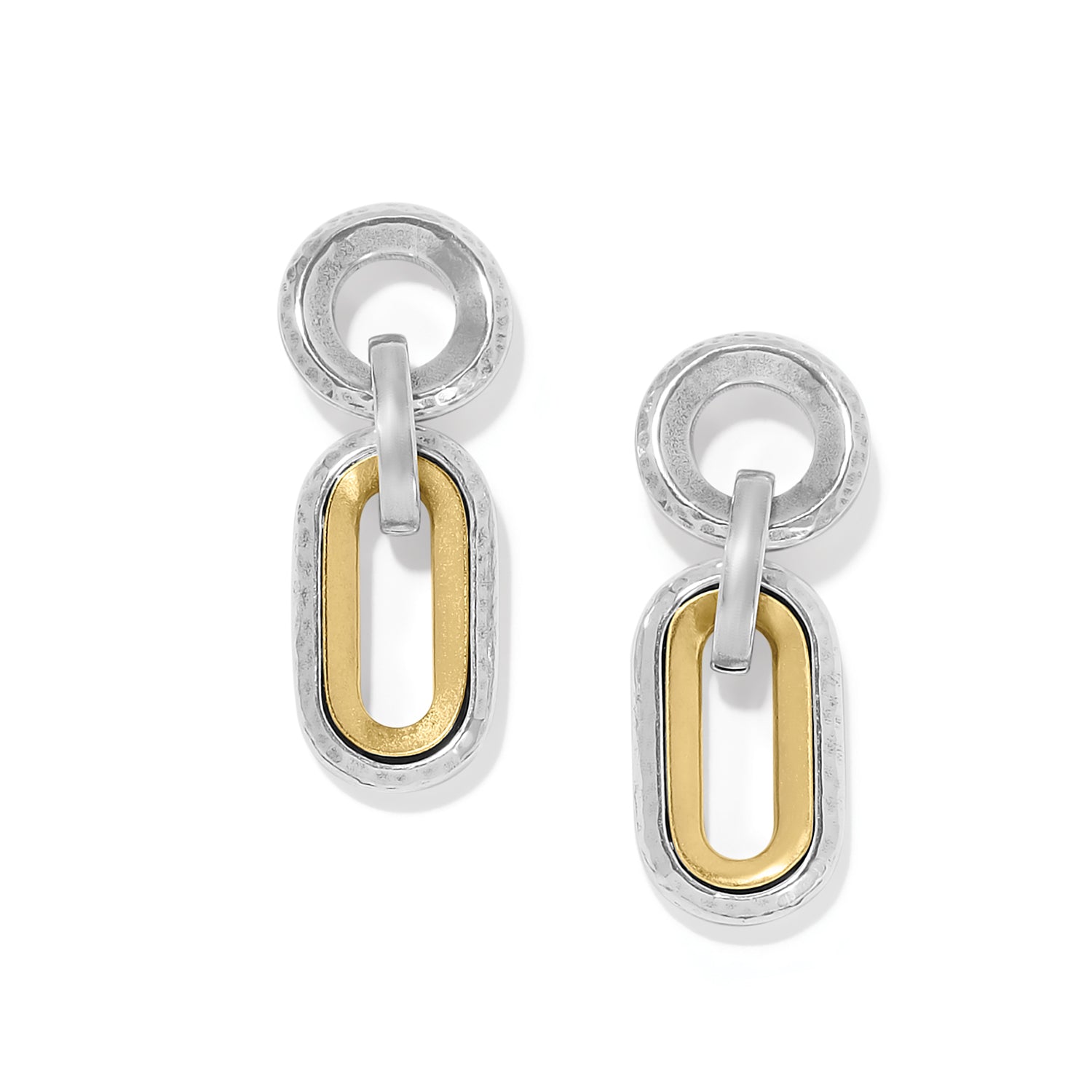 Stylish Brighton Medici Two-Tone Handcrafted Link Post Drop Earrings