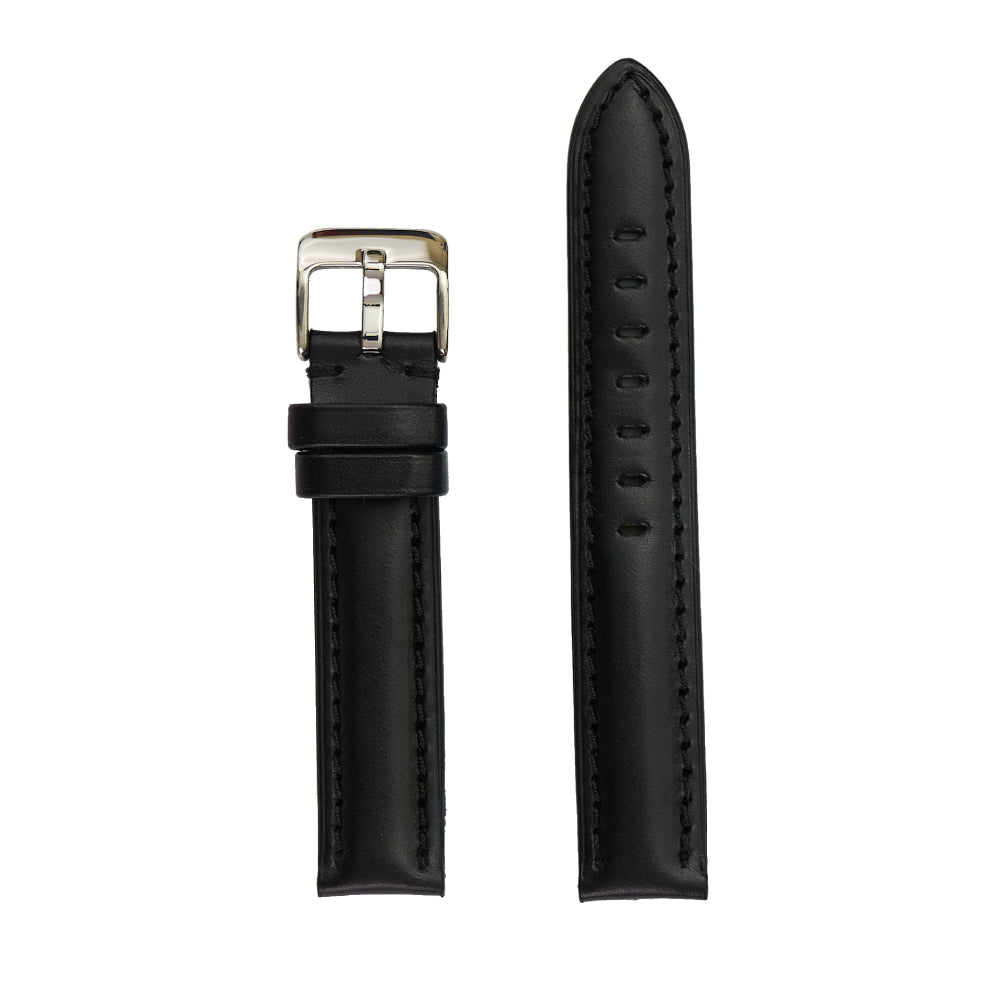 Authentic High-Gloss Black Leather Watch Strap for Wristwatches