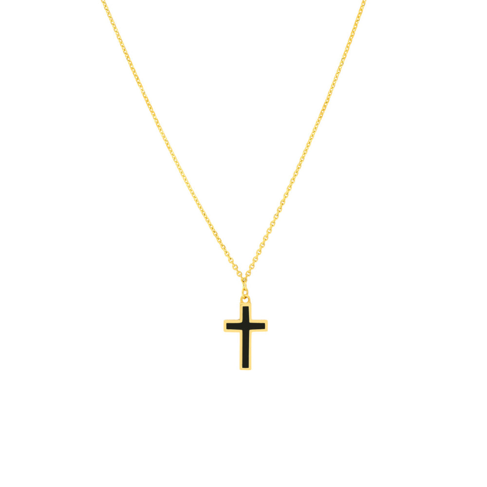 14k Gold Enameled Cross Design Pendant Necklace for Fashion Jewelry Lovers