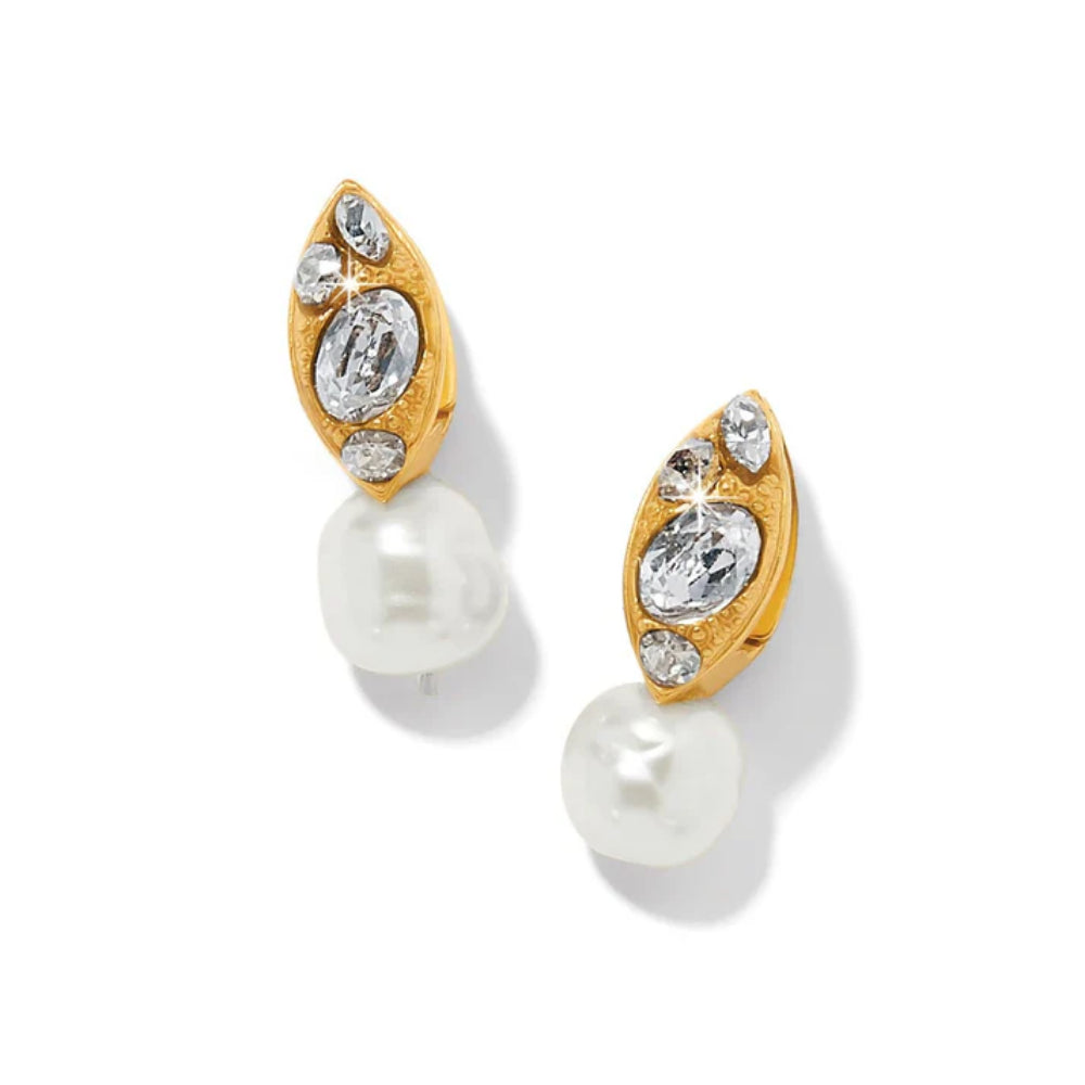 Brighton Gold Plated Pearl Drop Earrings with Hand - set European Crystals