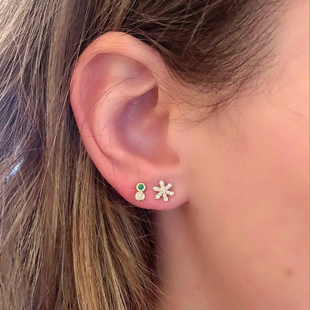 14k Yellow Gold Diamond Flower Stud Earrings by Rachel Reid