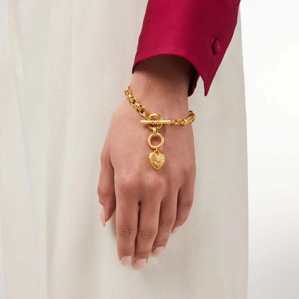 Julie Vos Cubic Zirconia Esme Heart-Shaped 24K Gold Plated Bracelet