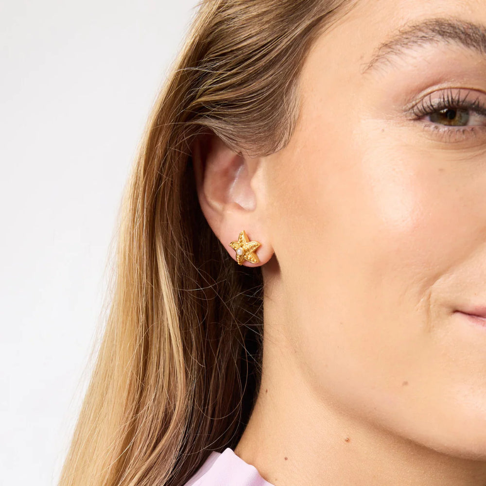 Julie Vos Pearl - Embellished Sanibel Starfish Stud Earrings in 24K Gold Plate