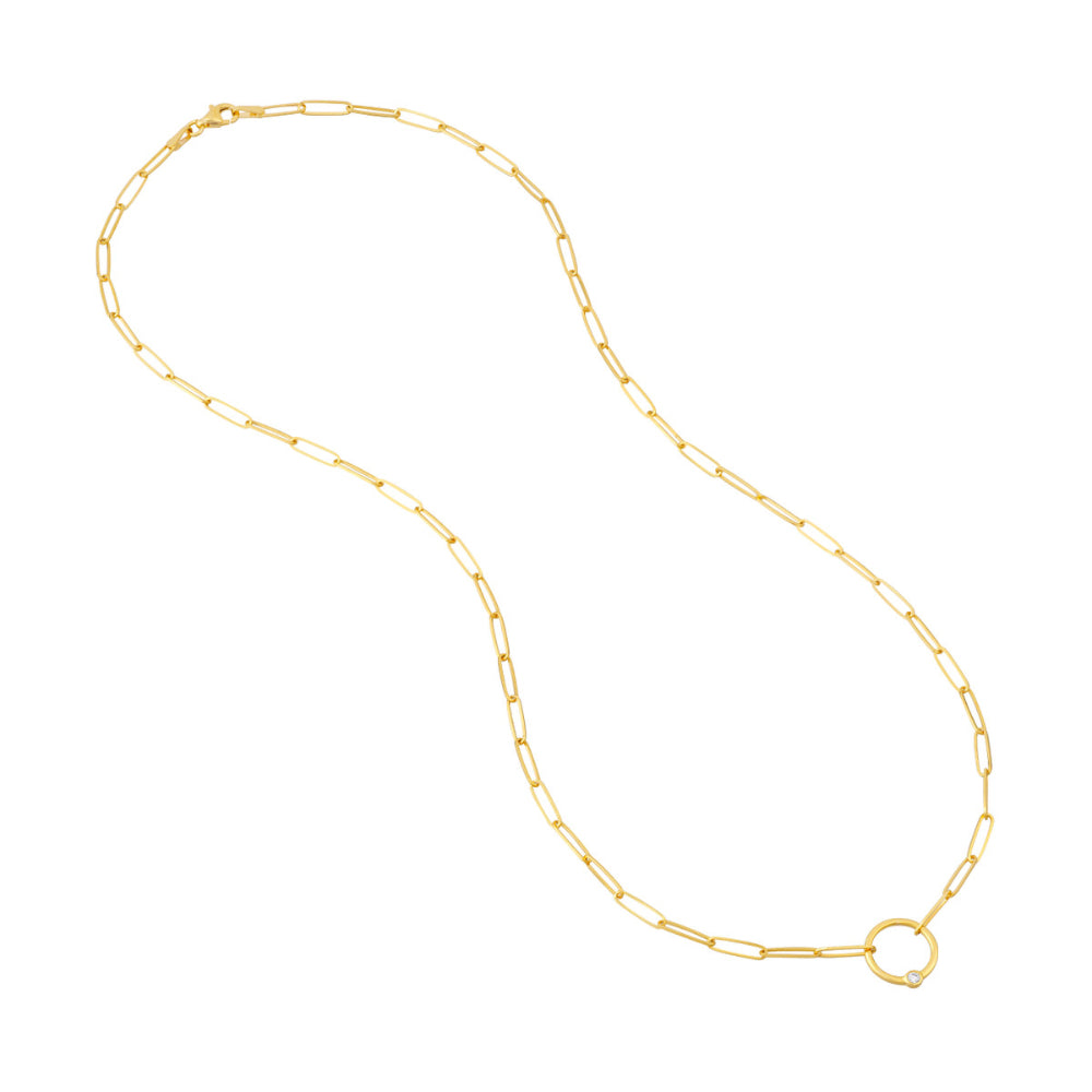 Exquisite 14k Gold Paper Clip Style Diamond Ring Necklace for Jewelry Lovers