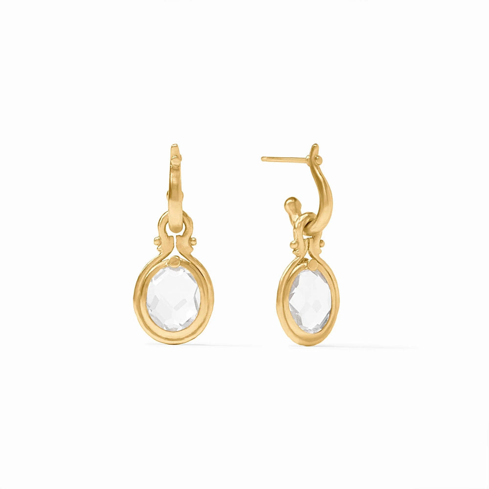 Julie Vos Equestrian - Inspired Saratoga Gold - Plated Hoop and Mother - of - Pearl Charm Earrings for Pierced Ears