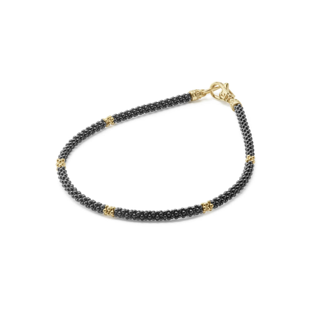 Lagos 18k Gold Five-Station Thin 3mm Ceramic Bracelet for Women