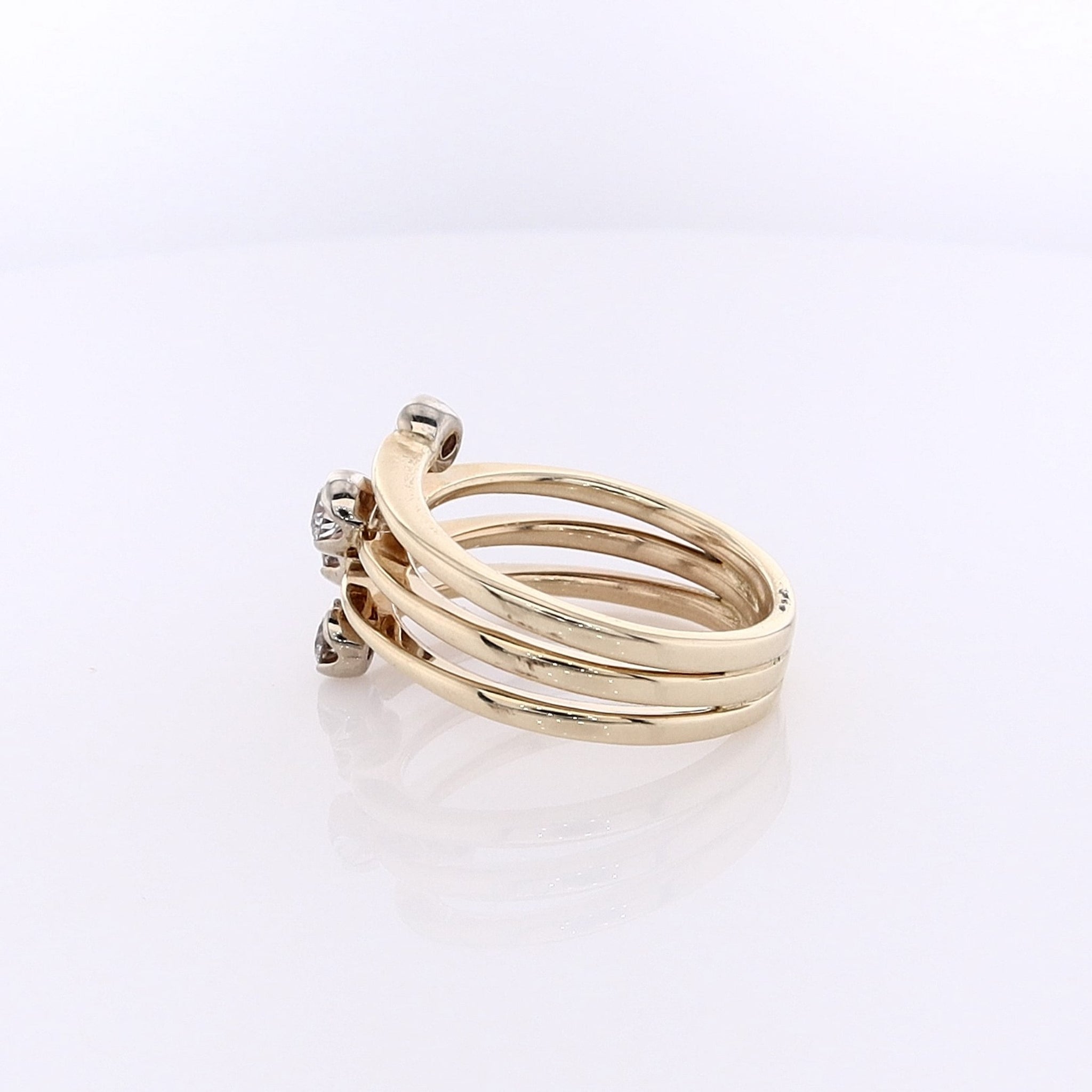 14K Yellow Gold 4-Row Diamond Ring with 0.49ct Round Brilliant Diamonds