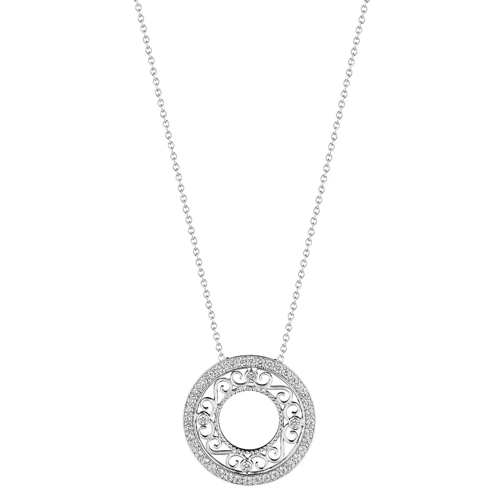 Verragio 18k Gold Diamond Filigree Adjustable Circle Pendant