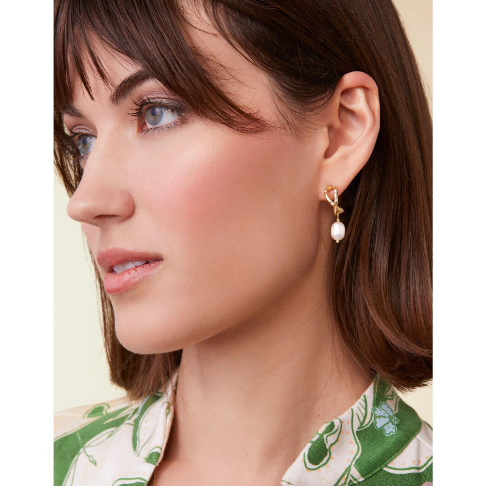 Pearl - Adorned Spartina Sprinkles Style Hoop Earrings for Fashionable Wear