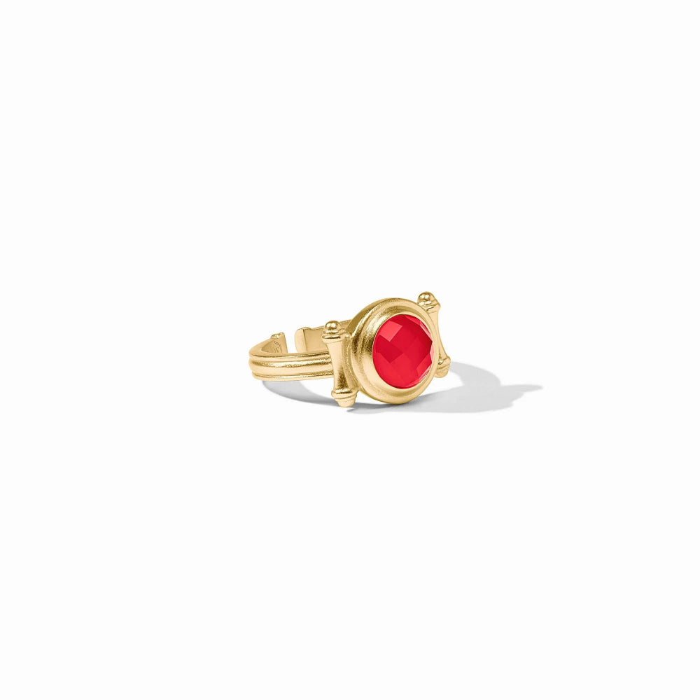 Julie Vos Adjustable Bamboo Stone Ring with 24K Gold Plate