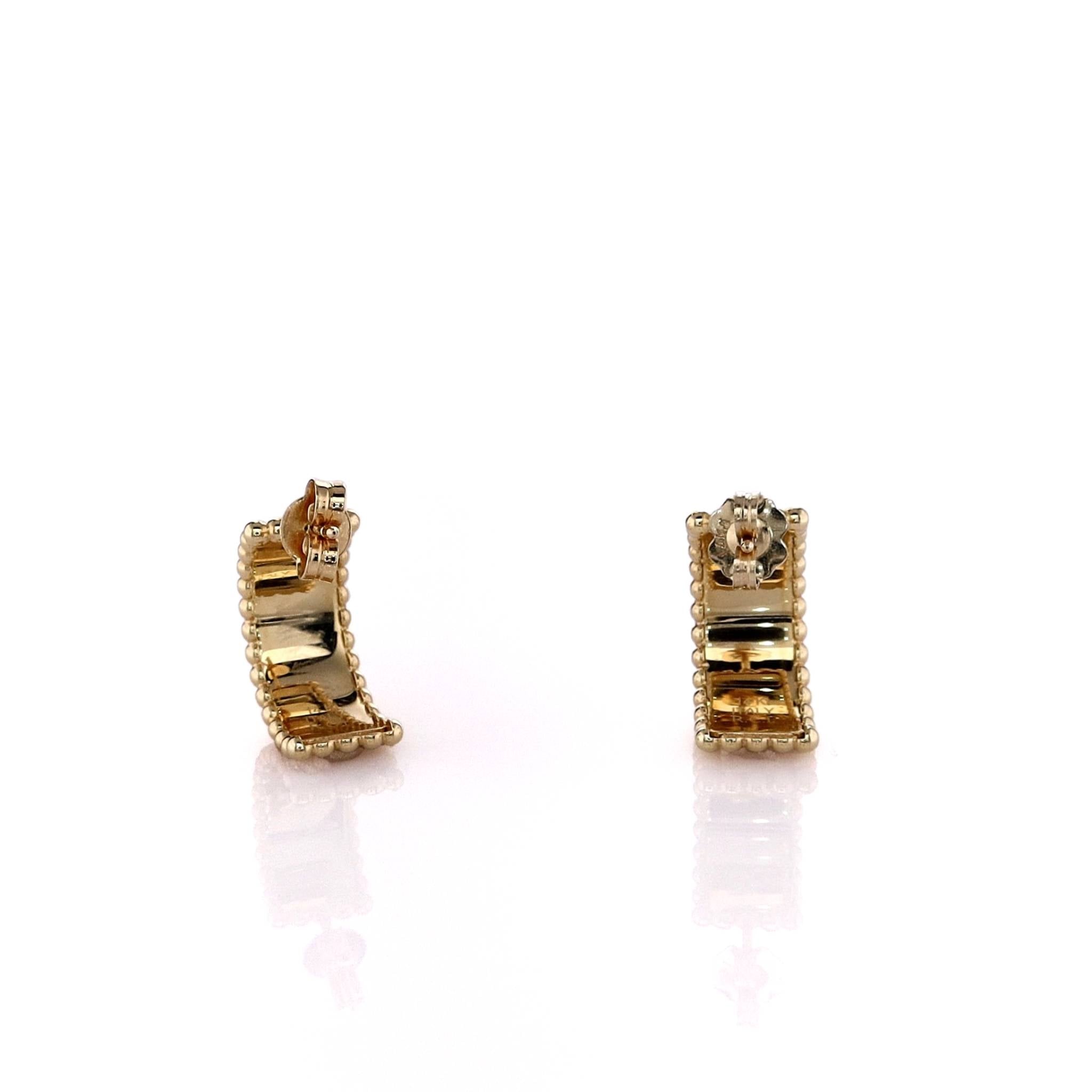 Stylish 14k Yellow Gold Half Moon-Shaped Diamond Hoop Earrings for Women