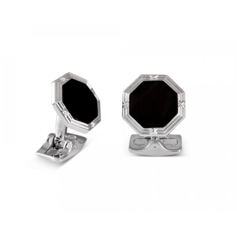 Stylish Octagonal Onyx Cufflinks for a Retro - Sophisticated Look