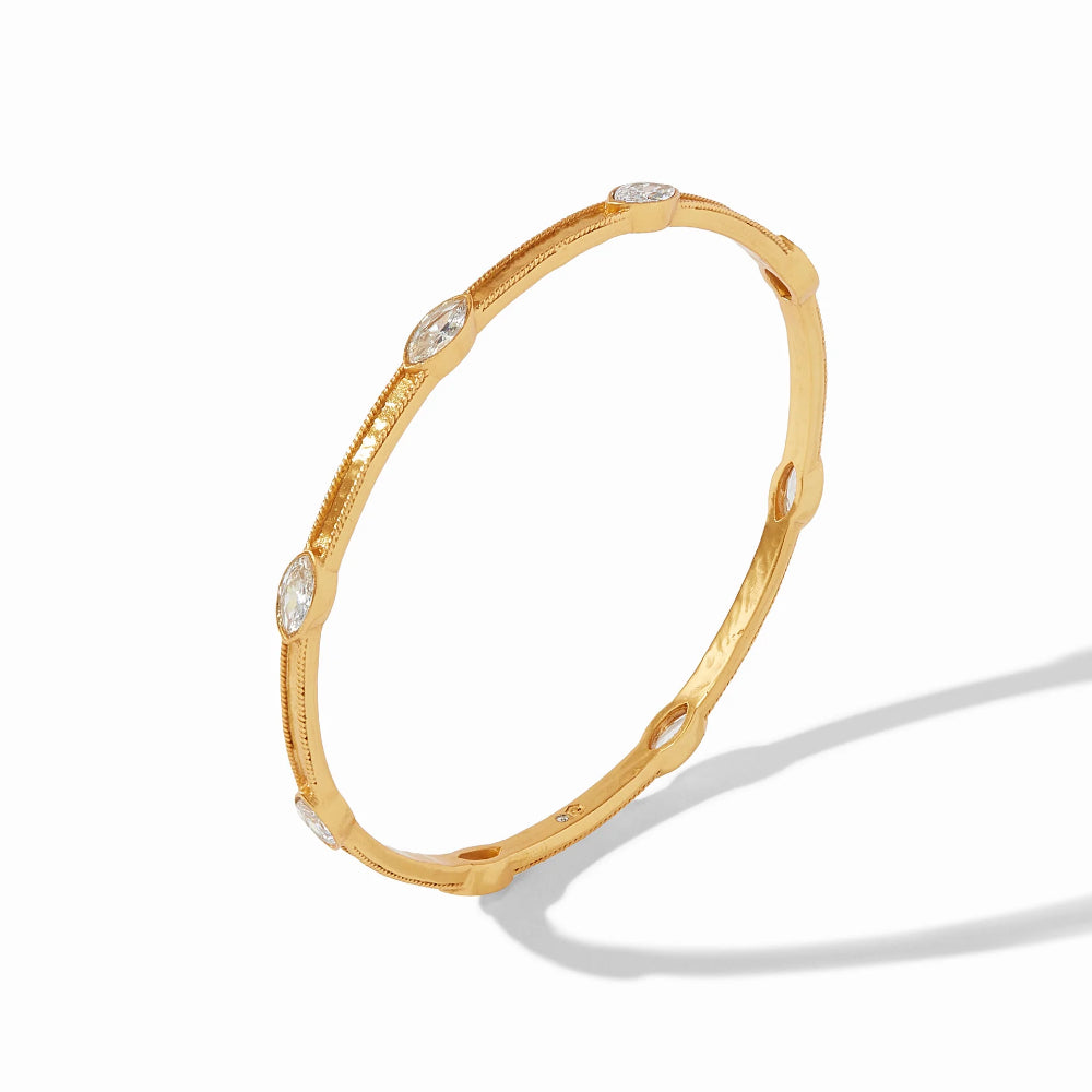 Julie Vos Glittering Marquise CZ Monaco Hinge Bangle in 24K Gold Plate