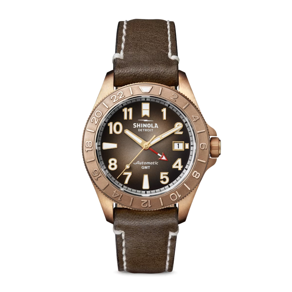 Shinola 40mm Automatic Bronze Monster GMT Watch Gift Set